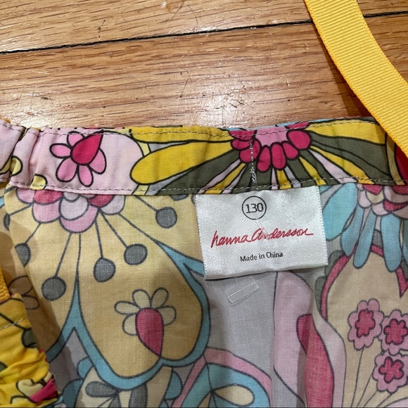 Hanna Andersson Girls Floral Summer Dress Size 130 / 8 Y Shoulder Tie A-Line EUC - Picture 3 of 8